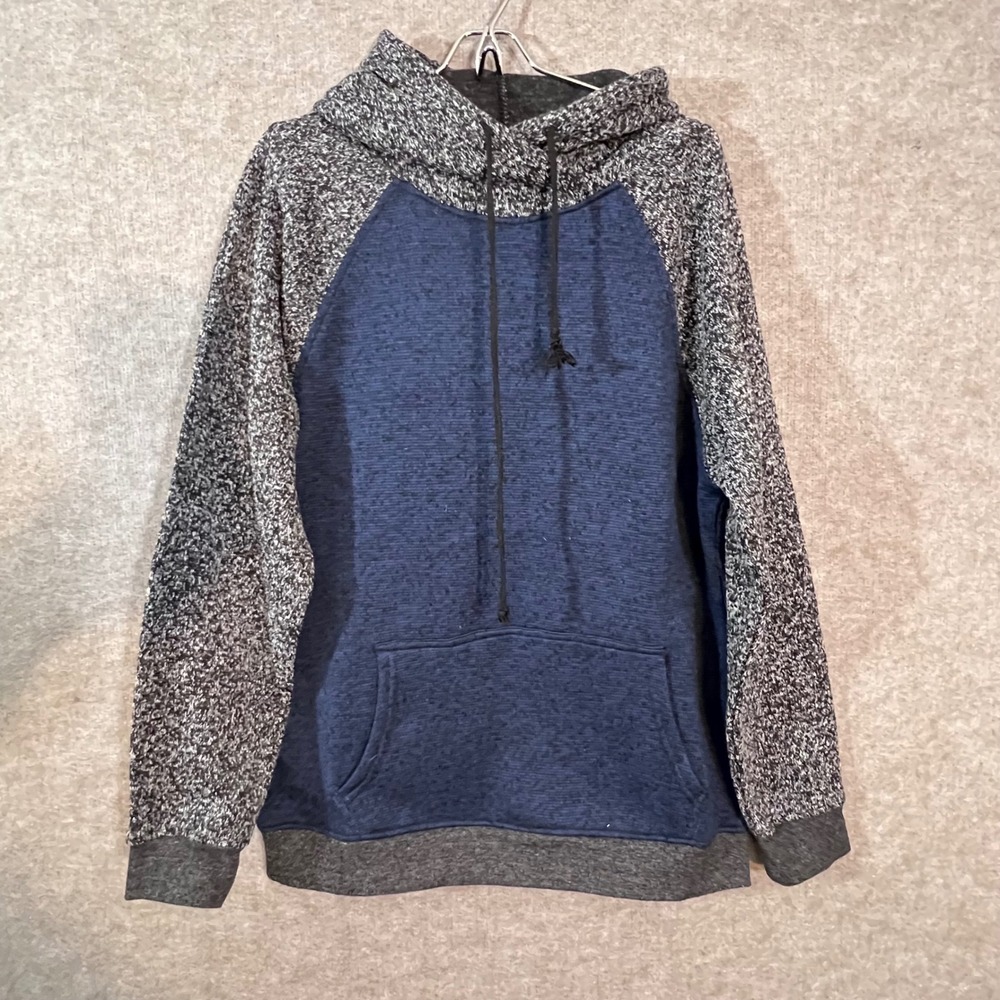 Brooklyn Cloth Hoodie Mens Large Blue Marl Raglan Pullover Gorpcore